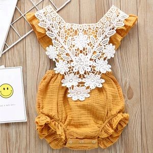 NWT Baby Girls Cotton Sleeveless Bodysuit, Lace Design Romper Bubble Onesie